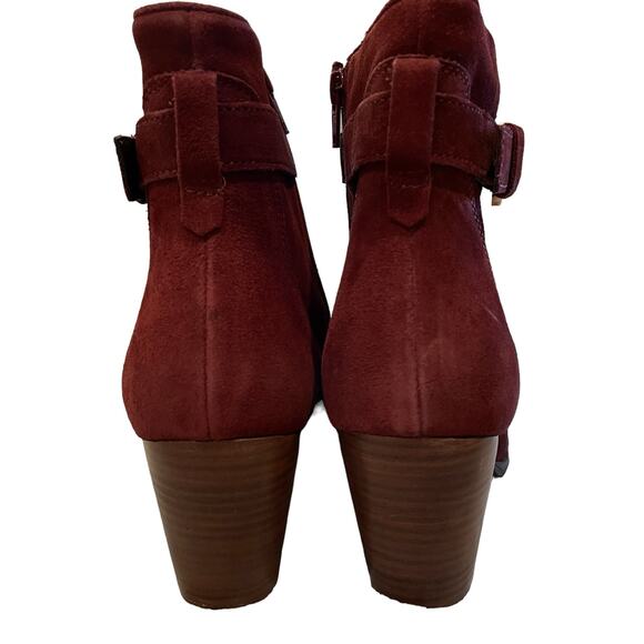 Diba Sleek Bootie 8.5 Red Burgundy Leather Boot Fall Winter autumn - Picture 5 of 8